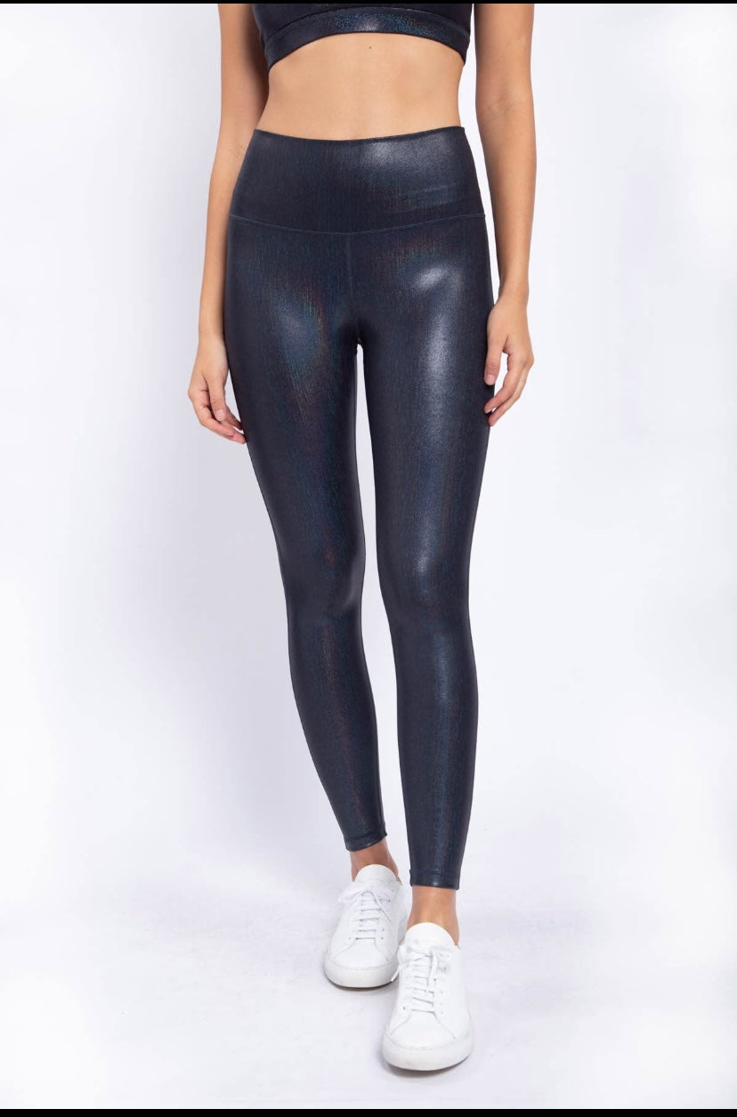 Holographic Foil High-Waisted Leggings