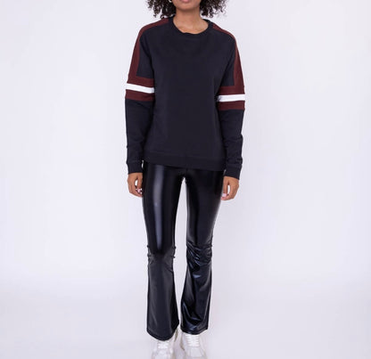 Color Blocked Varsity Stripe Sweatshirt